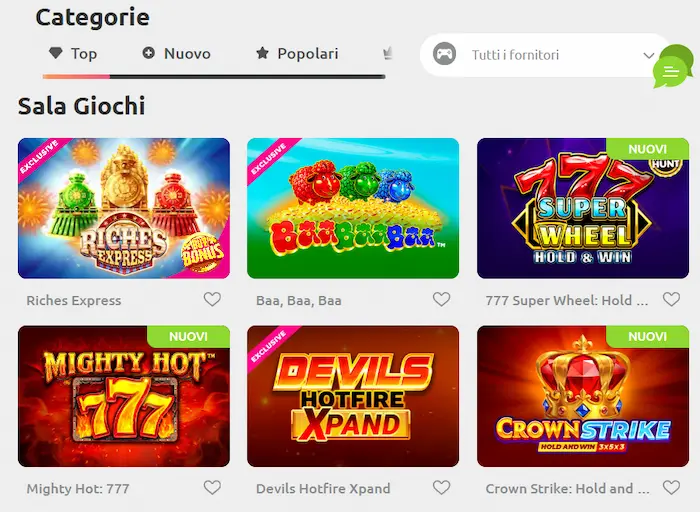 Cadoola Casino giochi